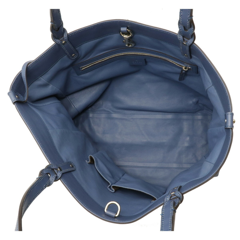 Gucci Tote Shoulder Bag Python Leather Blue - image 5